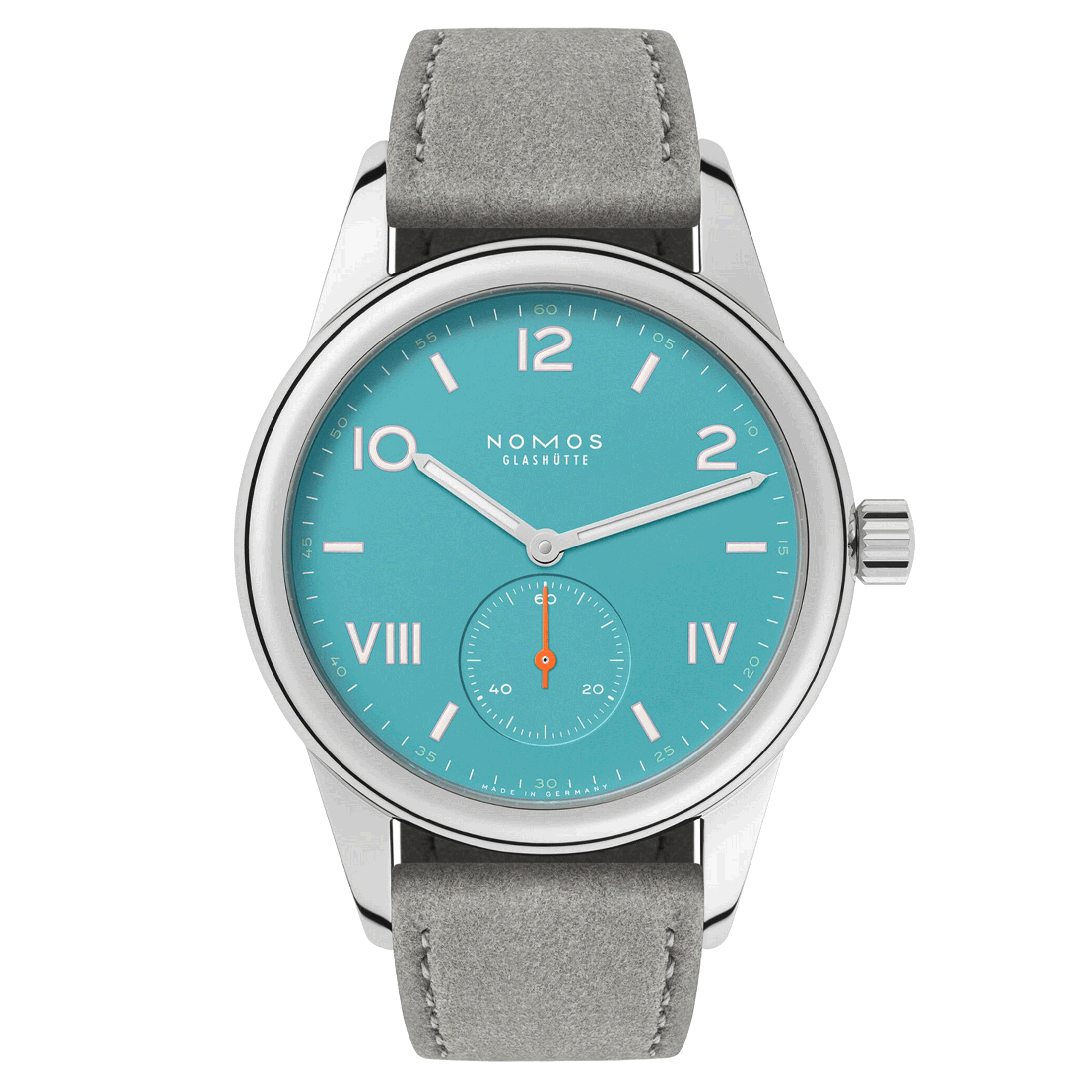 NOMOS Club Campus Endless Blue mechanical stainless steel watch turquoise blue dial  36 mm 717