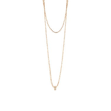 Sautoir Ginette NY Mini Tube & Diamond en or rose