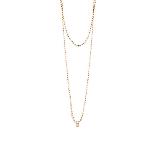 Sautoir Ginette NY Mini Tube & Diamond en or rose