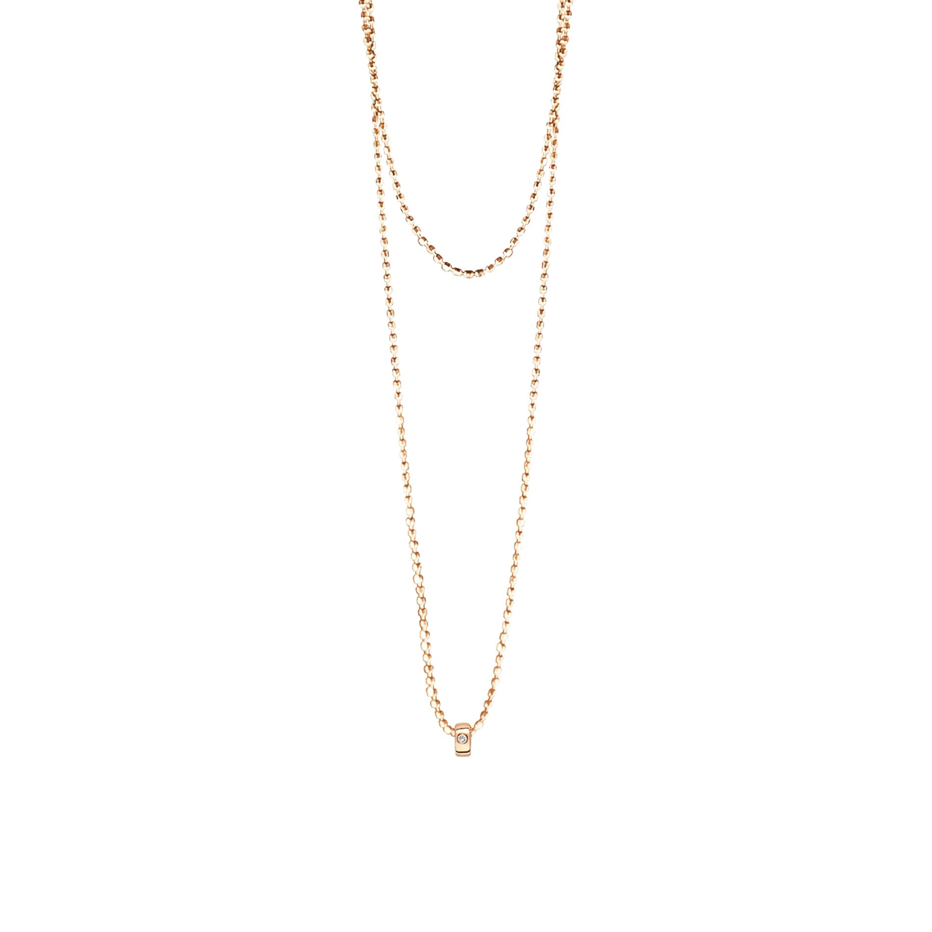 Sautoir Ginette NY Mini Tube & Diamond en or rose