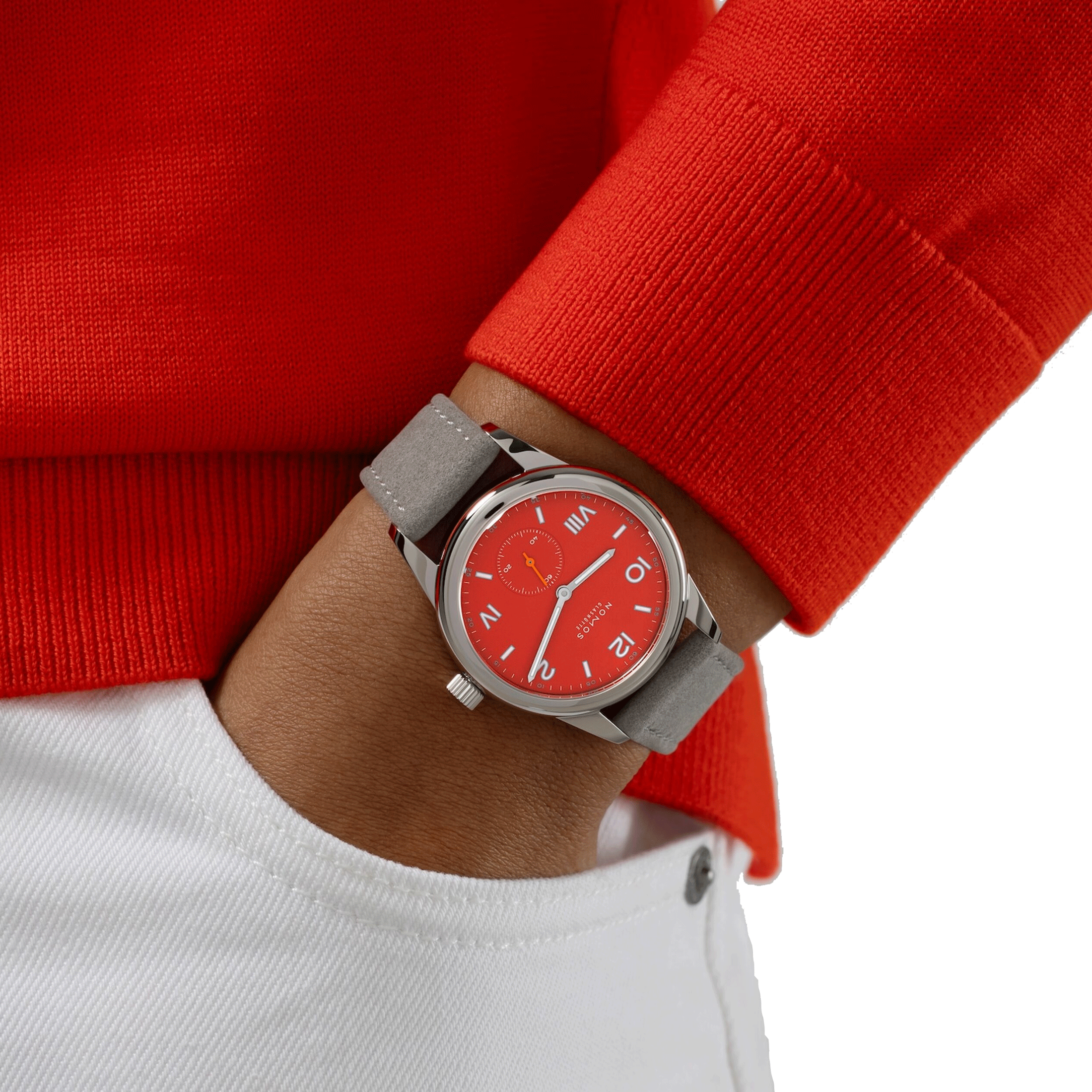 Montre NOMOS Club Campus Nonstop Red mécanique fond acier cadran rouge 36 mm 716.GB