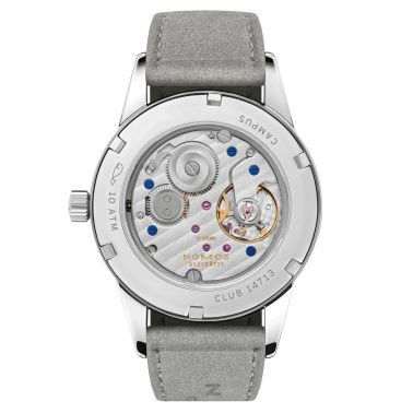 NOMOS Club Campus Nonstop Red mechanical stainless steel watch red dial grey velvet strap 36 mm