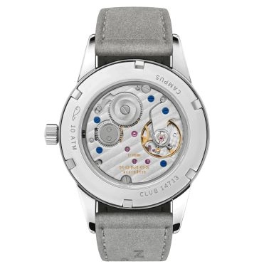 NOMOS Club Campus Nonstop Red mechanical stainless steel watch red dial grey velvet strap 36 mm