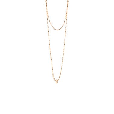 Sautoir Ginette NY Mini Tube & Diamond en or rose