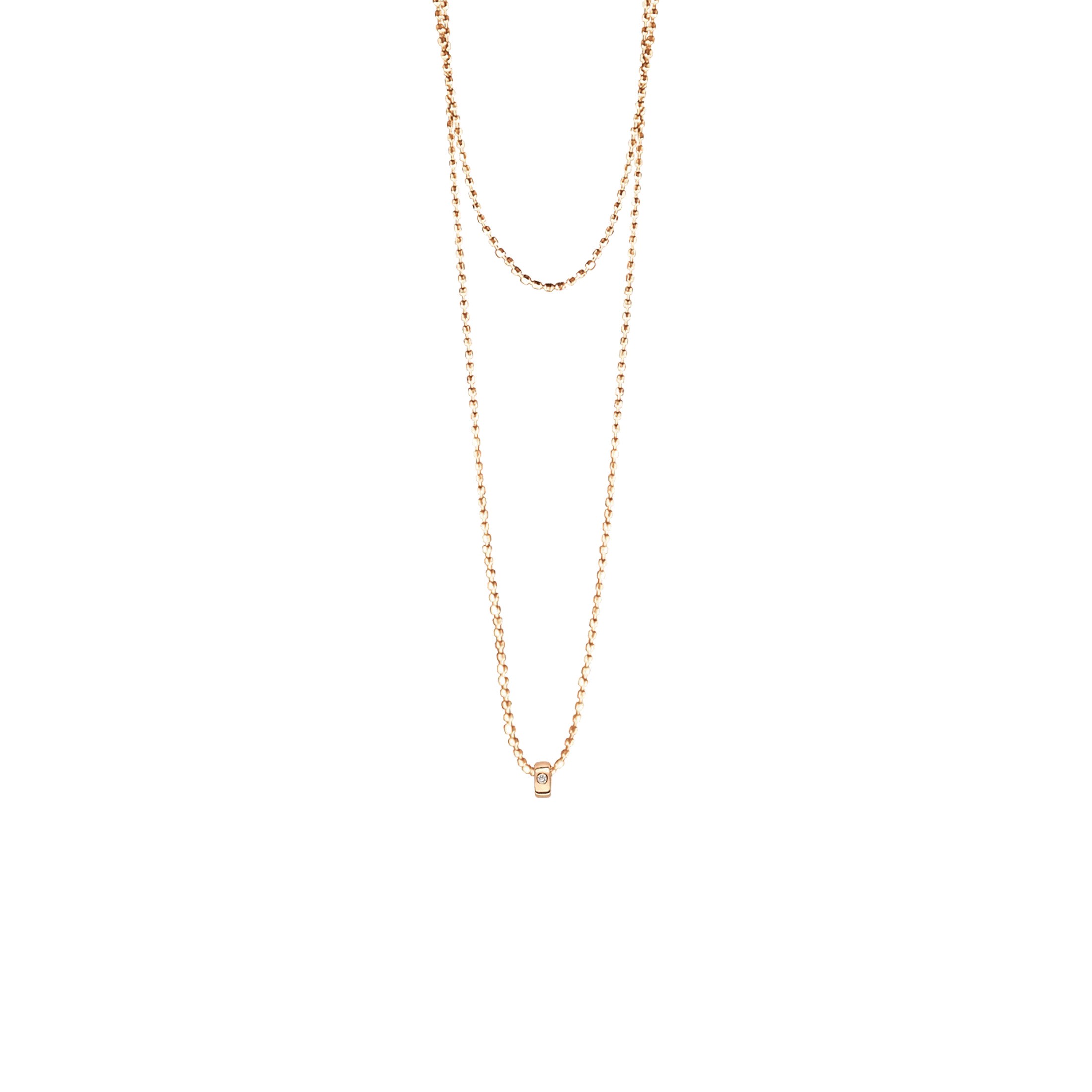 Sautoir Ginette NY Mini Tube & Diamond en or rose