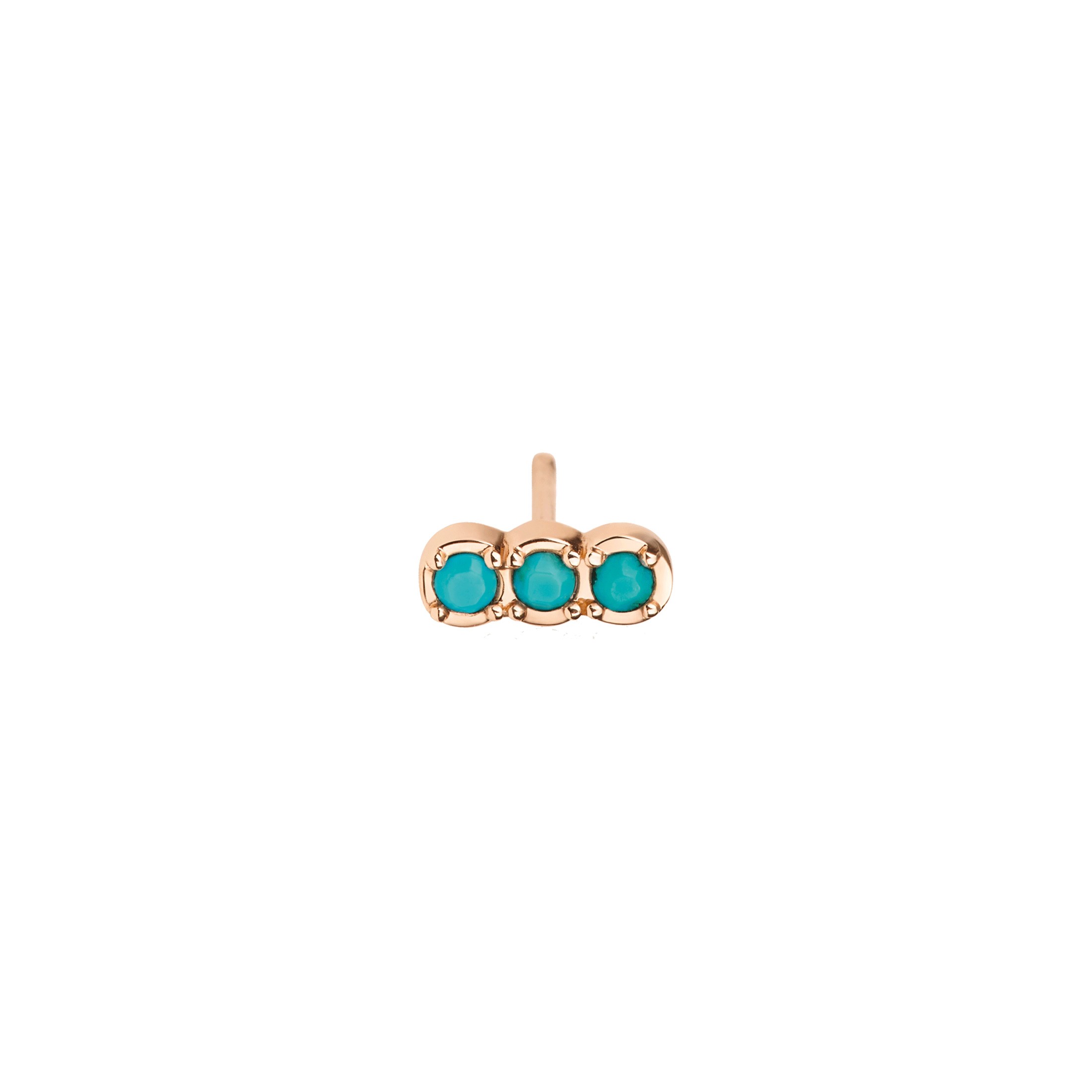 Boucle d'oreille Ginette NY Fallen Sky en or rose et turquoise