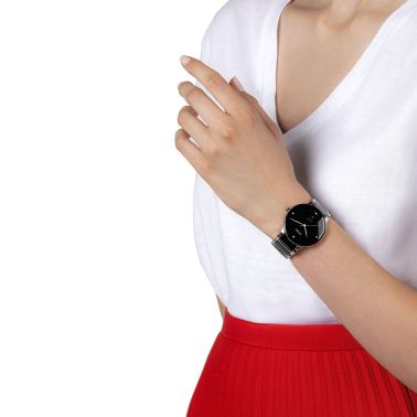 Rado Centrix Diamonds quartz watch diamond index black dial steel and ceramic bracelet 39.5 mm R30021712