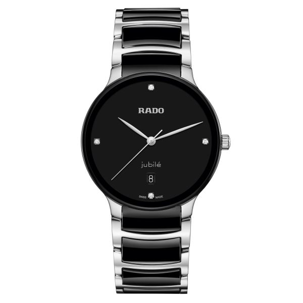 Rado Centrix Diamonds quartz watch diamond index black dial steel and ceramic bracelet 39.5 mm R30021712