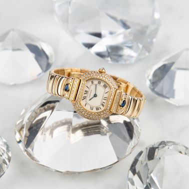 Montre Cartier Ellipse Or Jaune Sertie Diamants quartz 26 mm