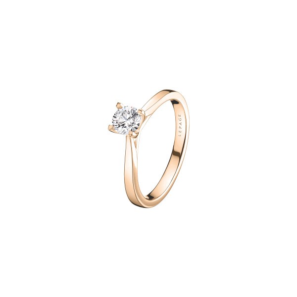 Solitaire Lepage Cupidon en or rose diamant brillant