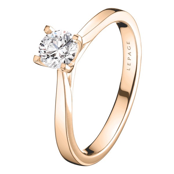 Solitaire Lepage Cupidon en or rose diamant brillant