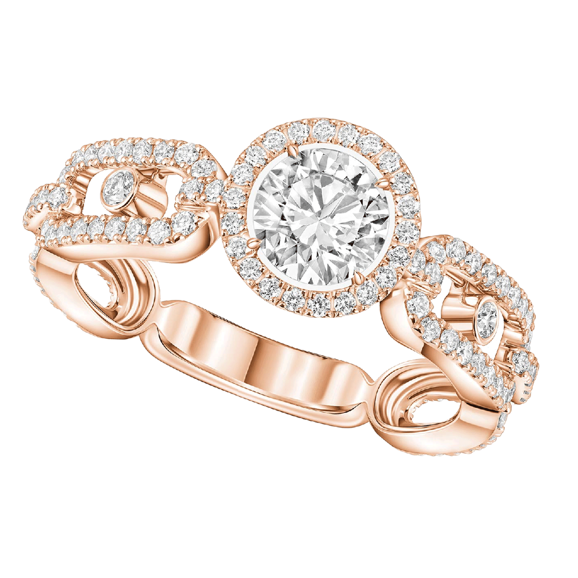 Messika Move Link solitaire in pink gold and diamonds 0,50 ct