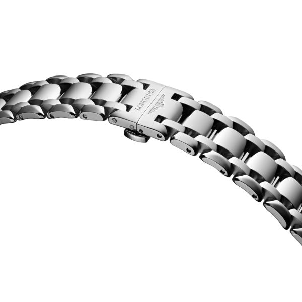 Longines PrimaLuna quartz diamond index white mother-of-pearl dial steel bracelet 30 mm