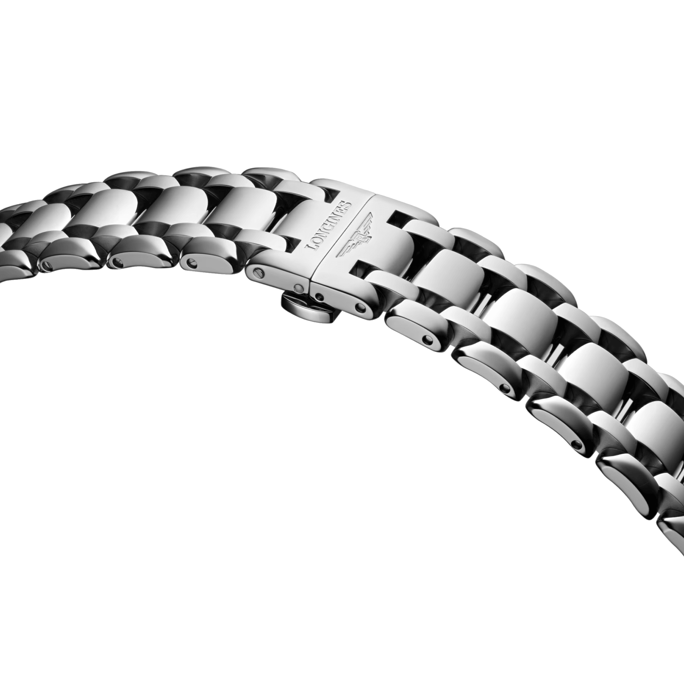 Longines PrimaLuna quartz diamond index white mother-of-pearl dial steel bracelet 30 mm