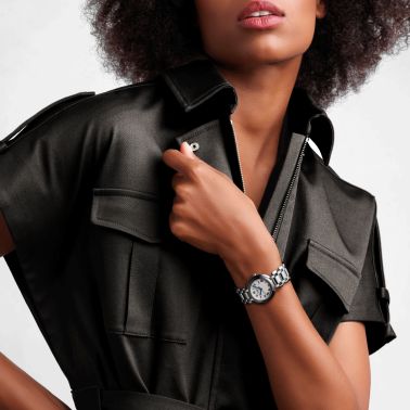 Longines PrimaLuna quartz watch silver dial steel bracelet 30 mm