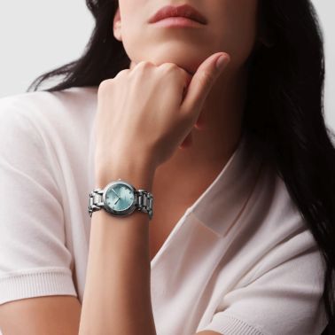 Montre Longines PrimaLuna automatique index diamants cadran bleu bracelet acier 30 mm L8.113.4.90.6