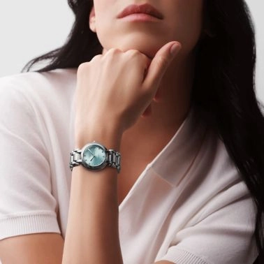 Montre Longines PrimaLuna automatique index diamants cadran bleu bracelet acier 30 mm L8.113.4.90.6