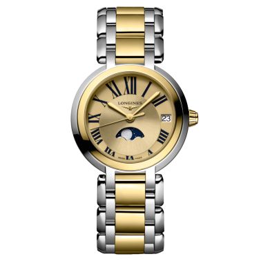 Longines PrimaLuna Yellow Gold quartz watch yellow dial steel and yellow gold bracelet 30,5 mm