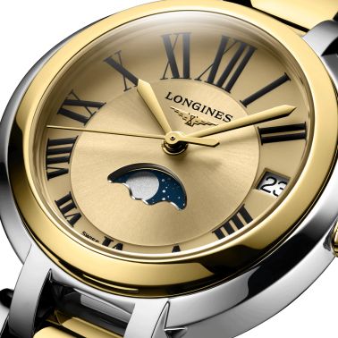 Longines PrimaLuna Yellow Gold quartz watch yellow dial steel and yellow gold bracelet 30,5 mm
