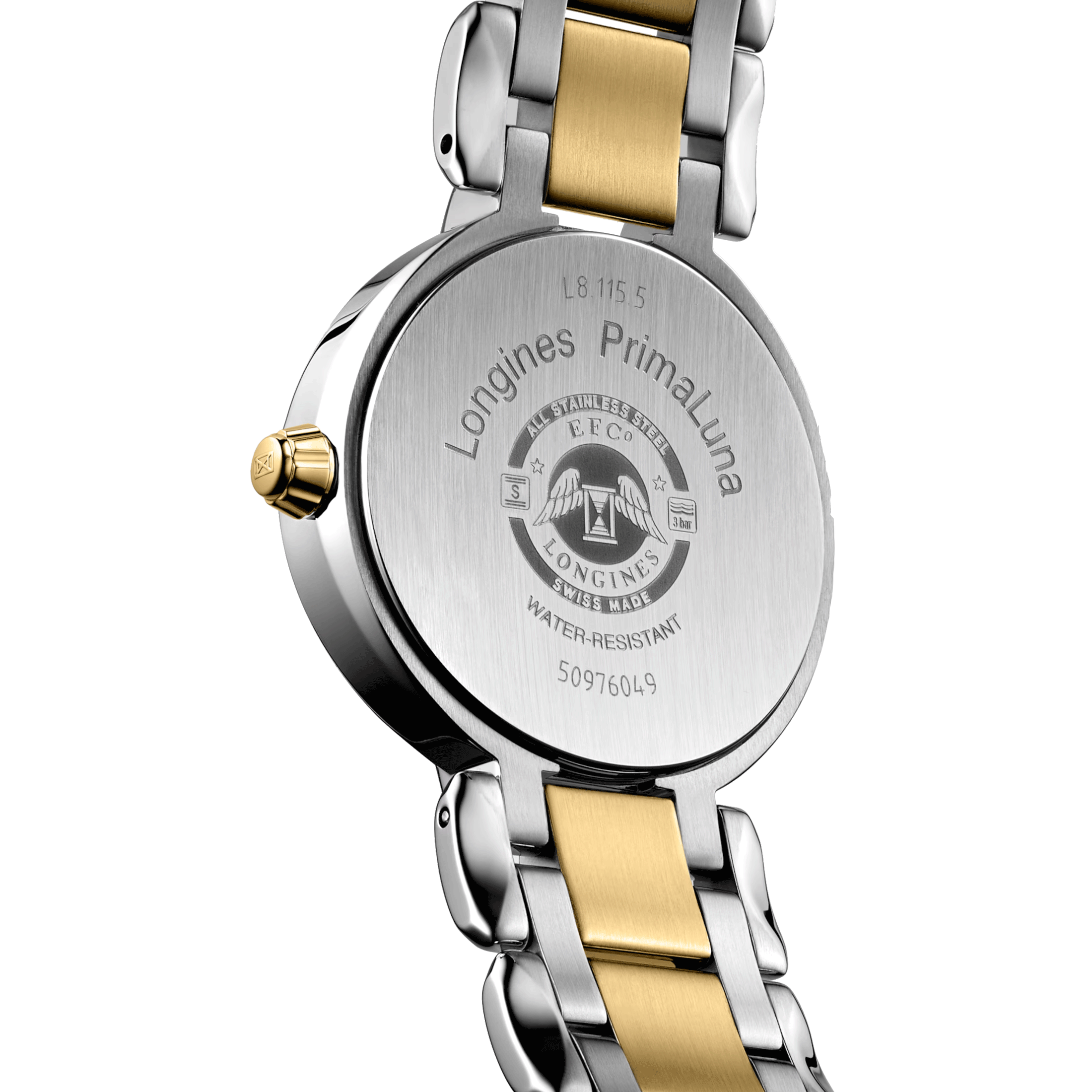 Longines PrimaLuna Yellow Gold quartz watch yellow dial steel and yellow gold bracelet 30,5 mm