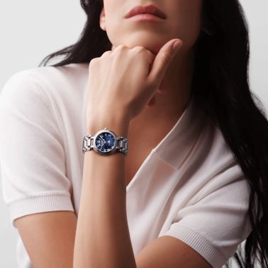 Longines PrimaLuna Moonphase quartz watch blue dial steel bracelet 30.5 mm
