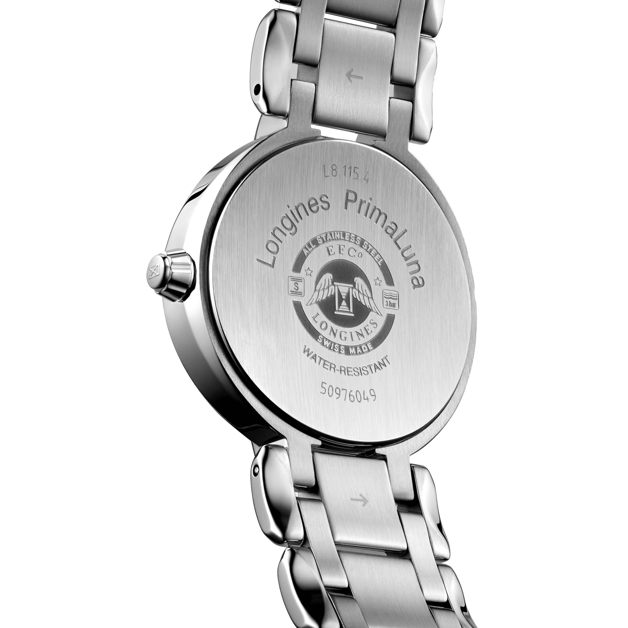 Montre Longines PrimaLuna Moonphase quartz cadran vert bracelet acier 30,5 mm L8.115.4.61.6