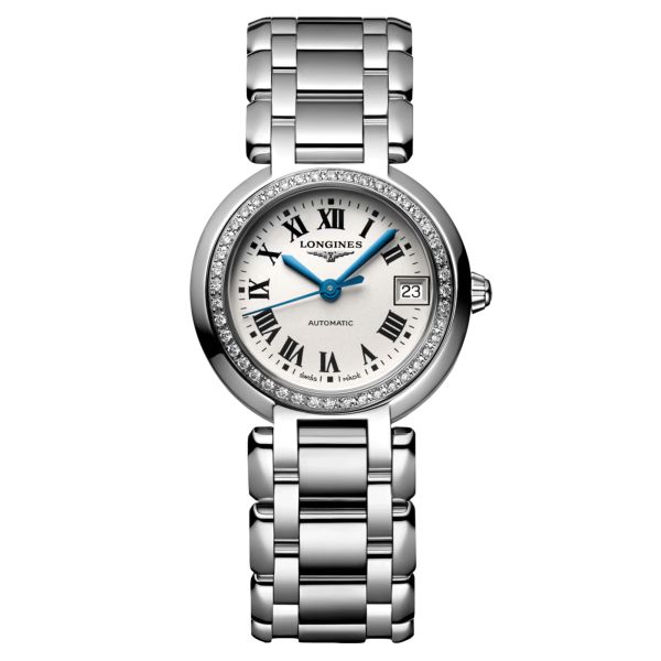 Montre Longines PrimaLuna Diamants automatique cadran argent bracelet acier 26,5 mm L8.111.0.71.6