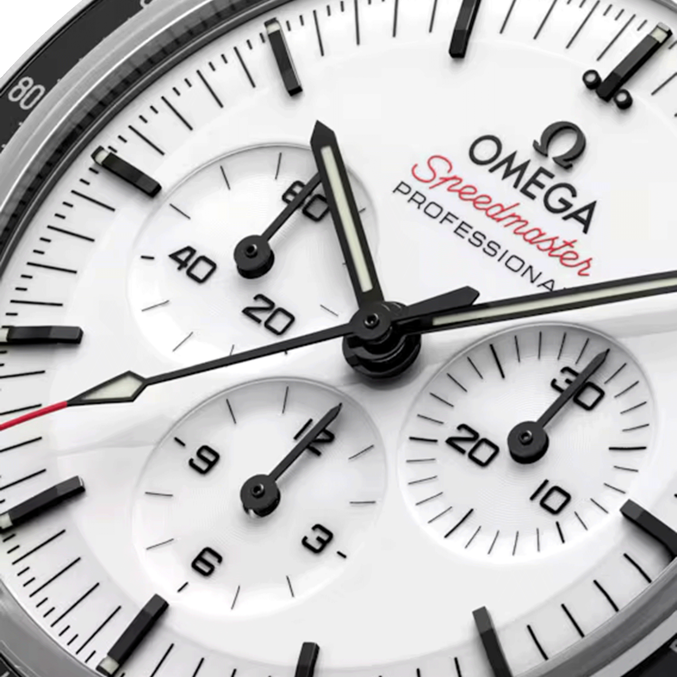 Montre Omega Speedmaster Moonwatch Professional Co-Axial Master Chronometer cadran blanc verre saphir bracelet caoutchouc 42 mm