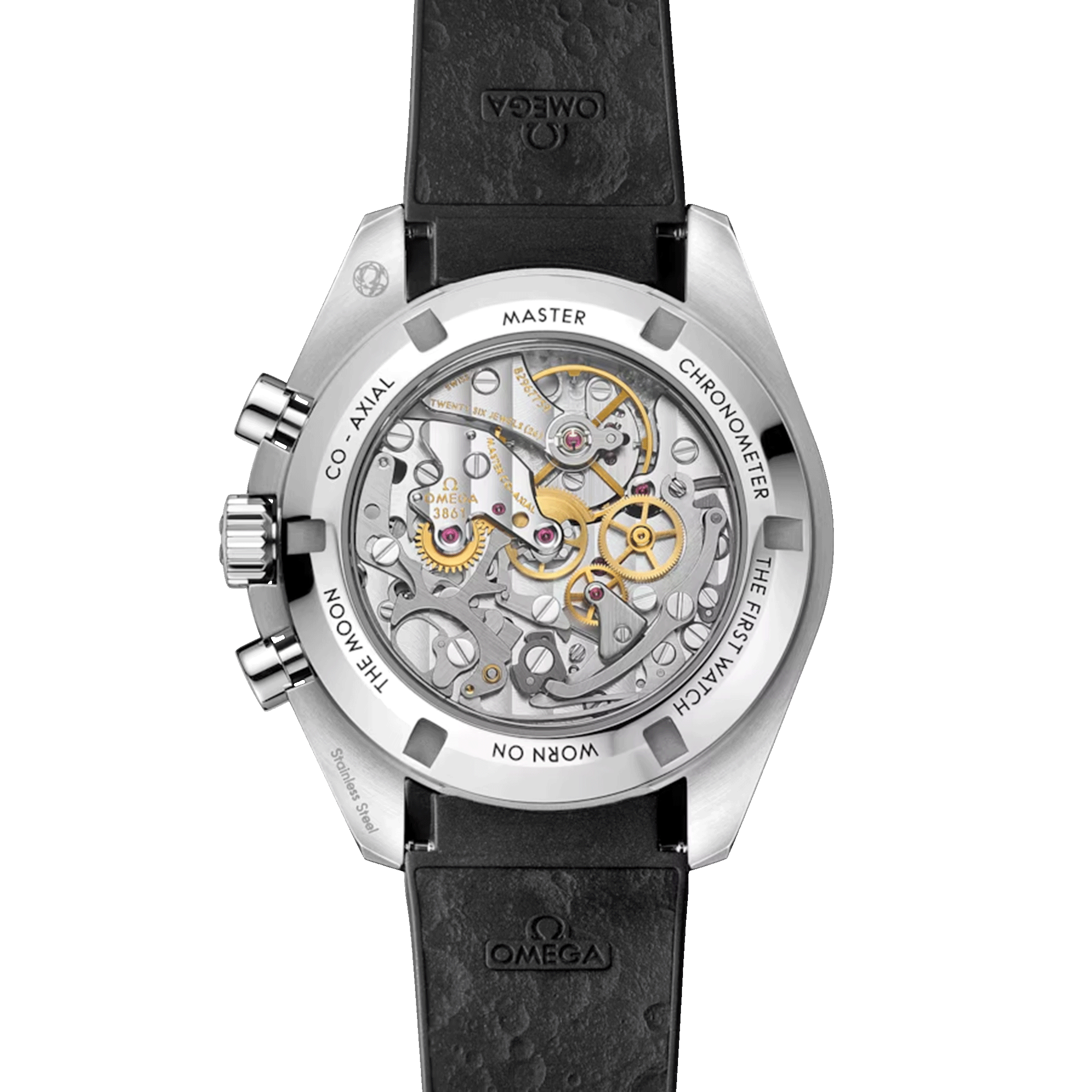 Montre Omega Speedmaster Moonwatch Professional Co-Axial Master Chronometer cadran blanc verre saphir bracelet caoutchouc 42 mm