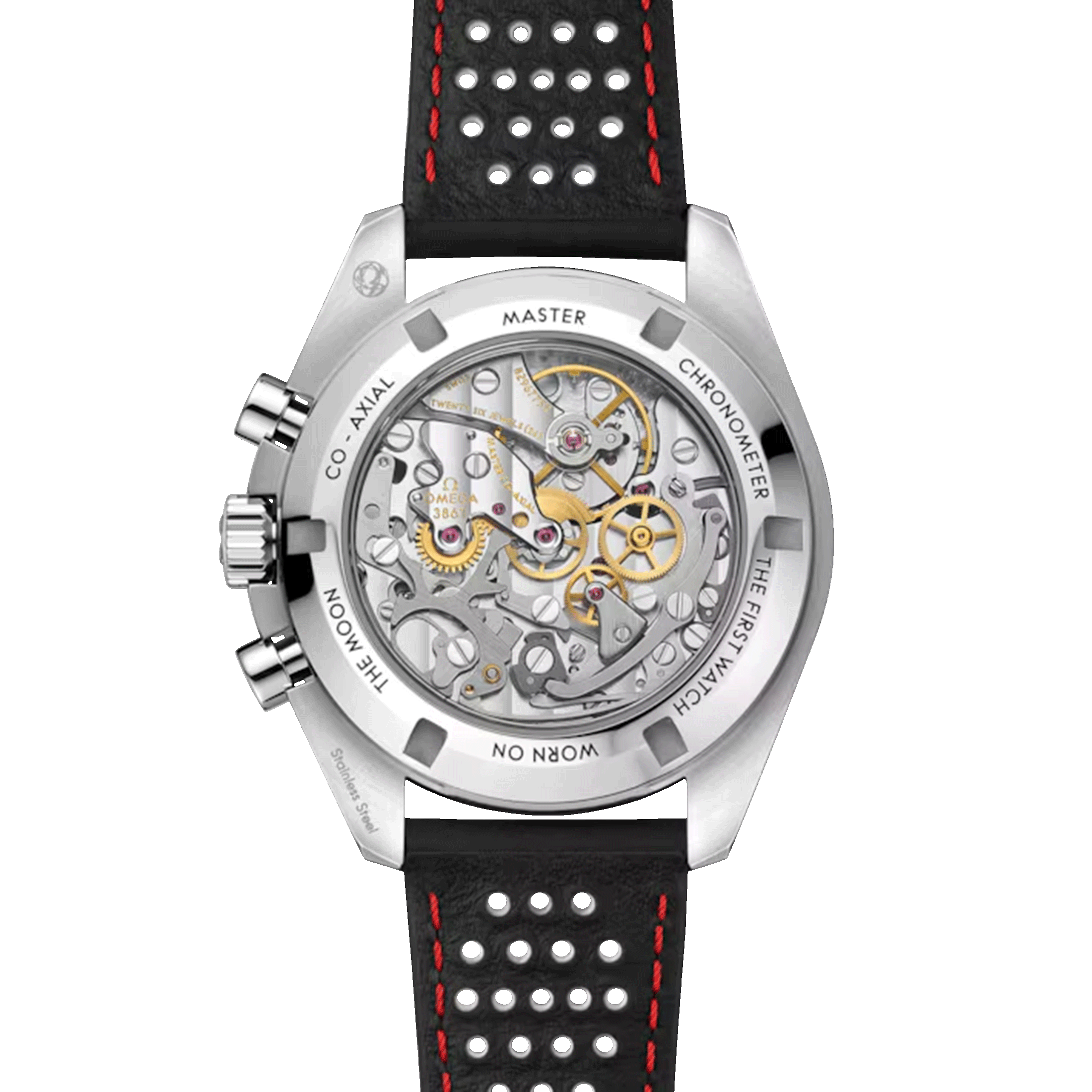 Montre Omega Speedmaster Moonwatch Professional Co-Axial Master Chronometer cadran blanc verre saphir bracelet cuir 42 mm