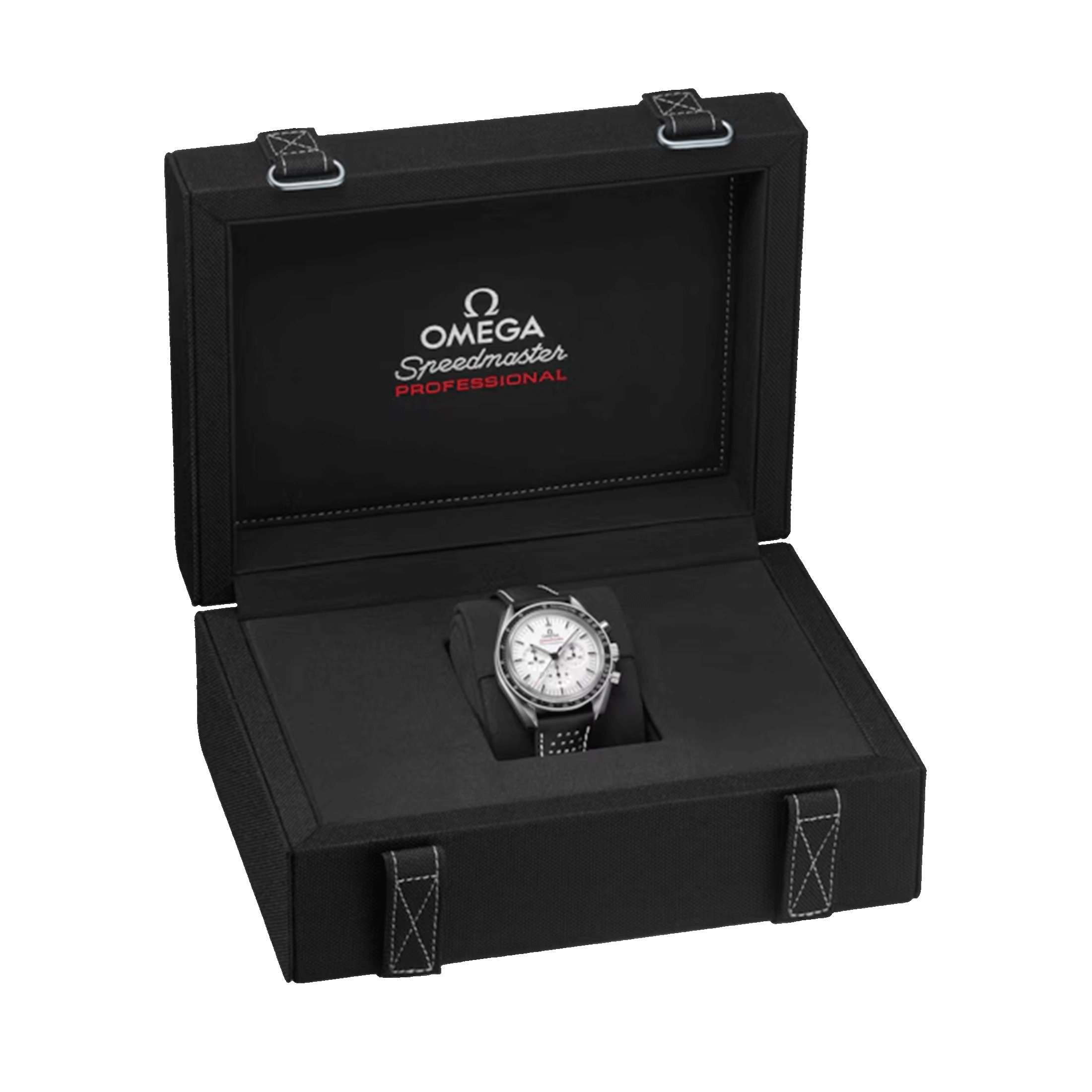 Montre Omega Speedmaster Moonwatch Professional Co-Axial Master Chronometer cadran blanc verre saphir bracelet cuir 42 mm