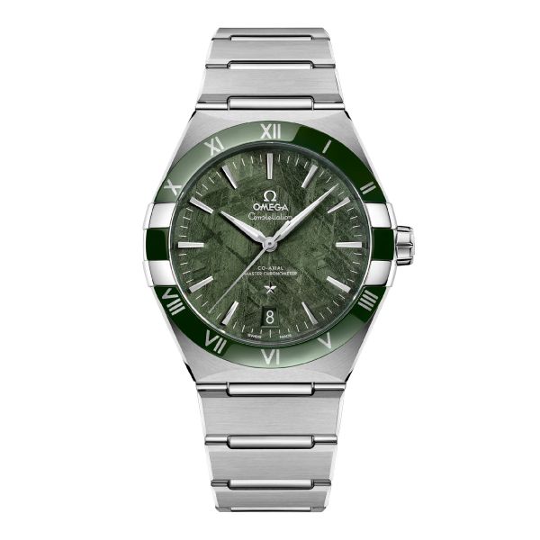 Montre Omega Constellation Météorite Co-Axial Master Chronometer cadran vert bracelet acier 41 mm