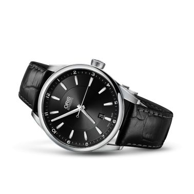 Oris Artix Date automatic black dial leather strap 42 mm
