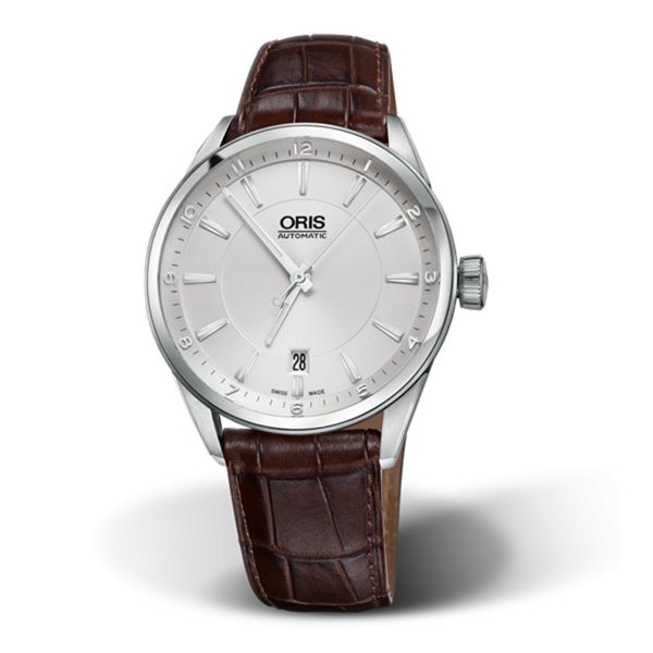 Oris Artix Date automatic silver dial leather strap 39 mm