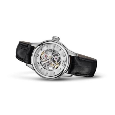 Montre Oris Artelier Skeleton Diamonds automatique cadran transparent bracelet cuir 31 mm