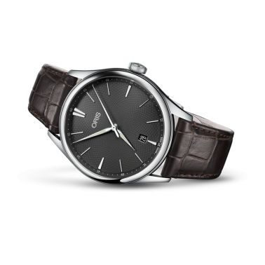 Oris Artelier Date automatic grey dial leather strap 40 mm