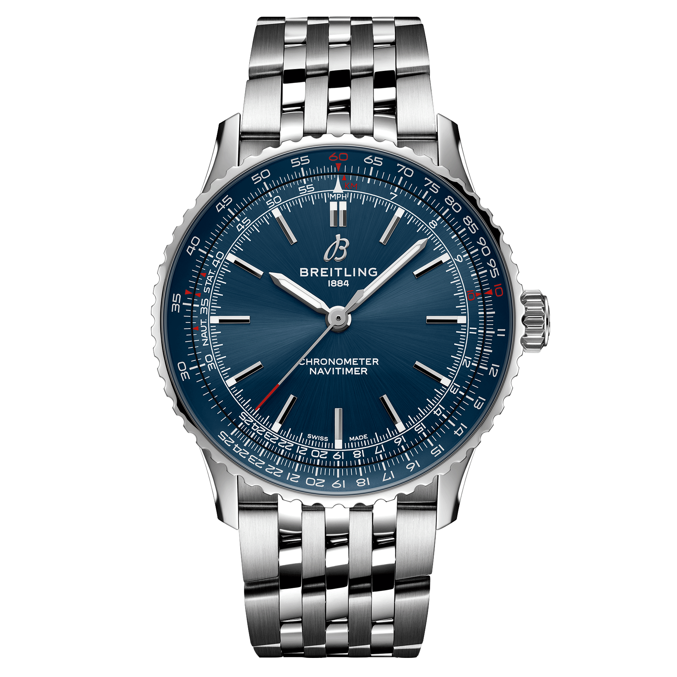 Montre Breitling Navitimer 2024 automatique cadran bleu bracelet acier 41 mm A17329161C1A1