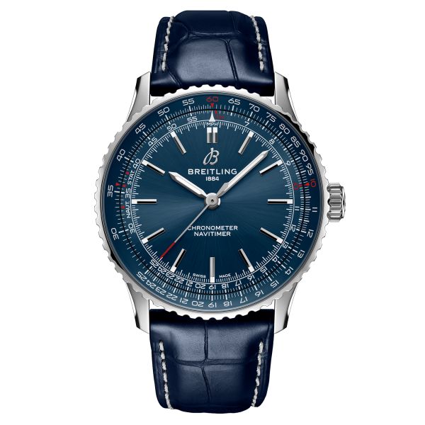 Montre Breitling Navitimer 2024 automatique cadran bleu bracelet cuir bleu 41 mm A17329161C1P1