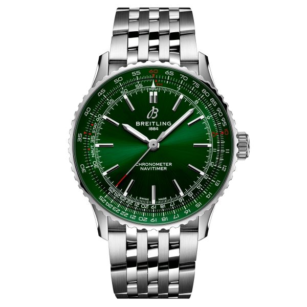 Montre Breitling Navitimer 2024 automatique cadran vert bracelet acier 41 mm A17329371L1A1