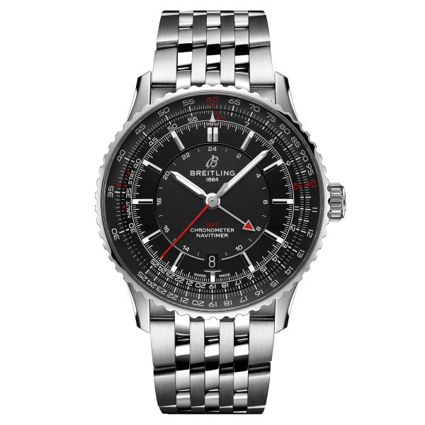 Breitling Navitimer GMT 2024 automatic watch black dial steel bracelet 41 mm