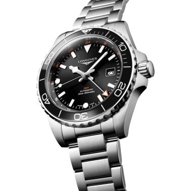 Montre Longines Hydroconquest GMT automatique cadran noir bracelet acier 43 mm L3.890.4.56.6