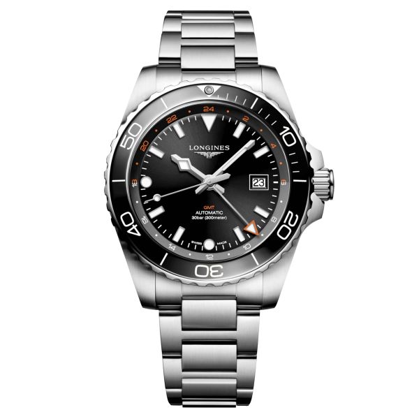 Montre Longines Hydroconquest GMT automatique cadran noir bracelet acier 43 mm L3.890.4.56.6
