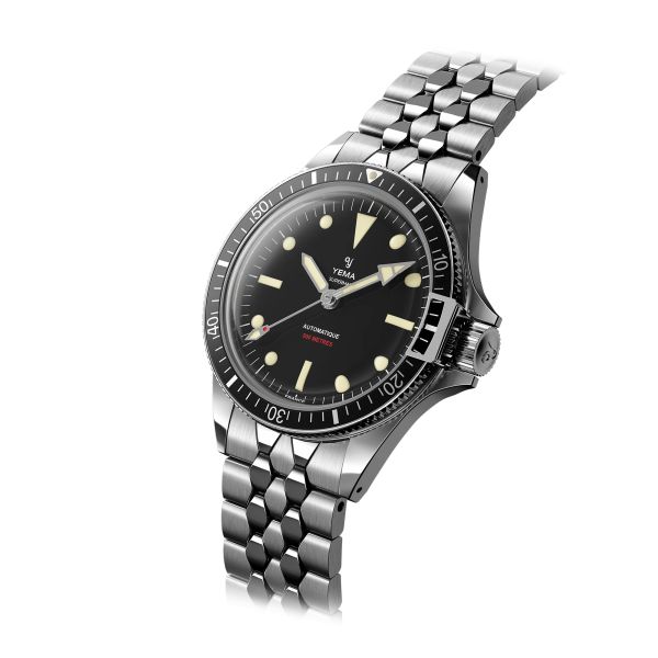 Yema Superman 500 Classic automatic watch black dial scale steel bracelet 39 mm