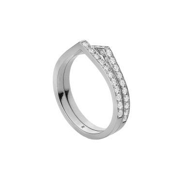 Repossi Antifer Ring 2 Rows Paved in White Gold and diamonds