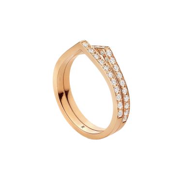 Bague Repossi Antifer 2 rangs Pavée en or rose et diamants RAF2BDPG00000