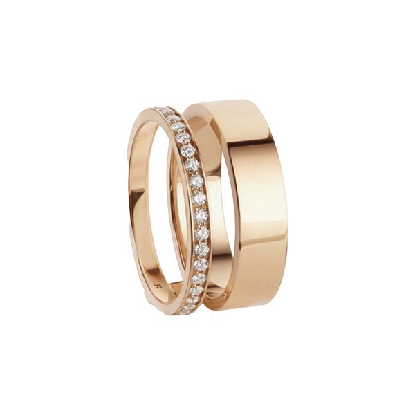 Bague Repossi Berbere 2 rangs Pavée en or rose et diamants RMO2AKPG00000