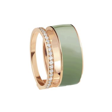Repossi Berbere Chromatic Sage lacquered ring in rose gold and diamonds
