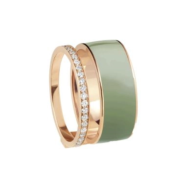Repossi Berbere Chromatic Sage lacquered ring in rose gold and diamonds