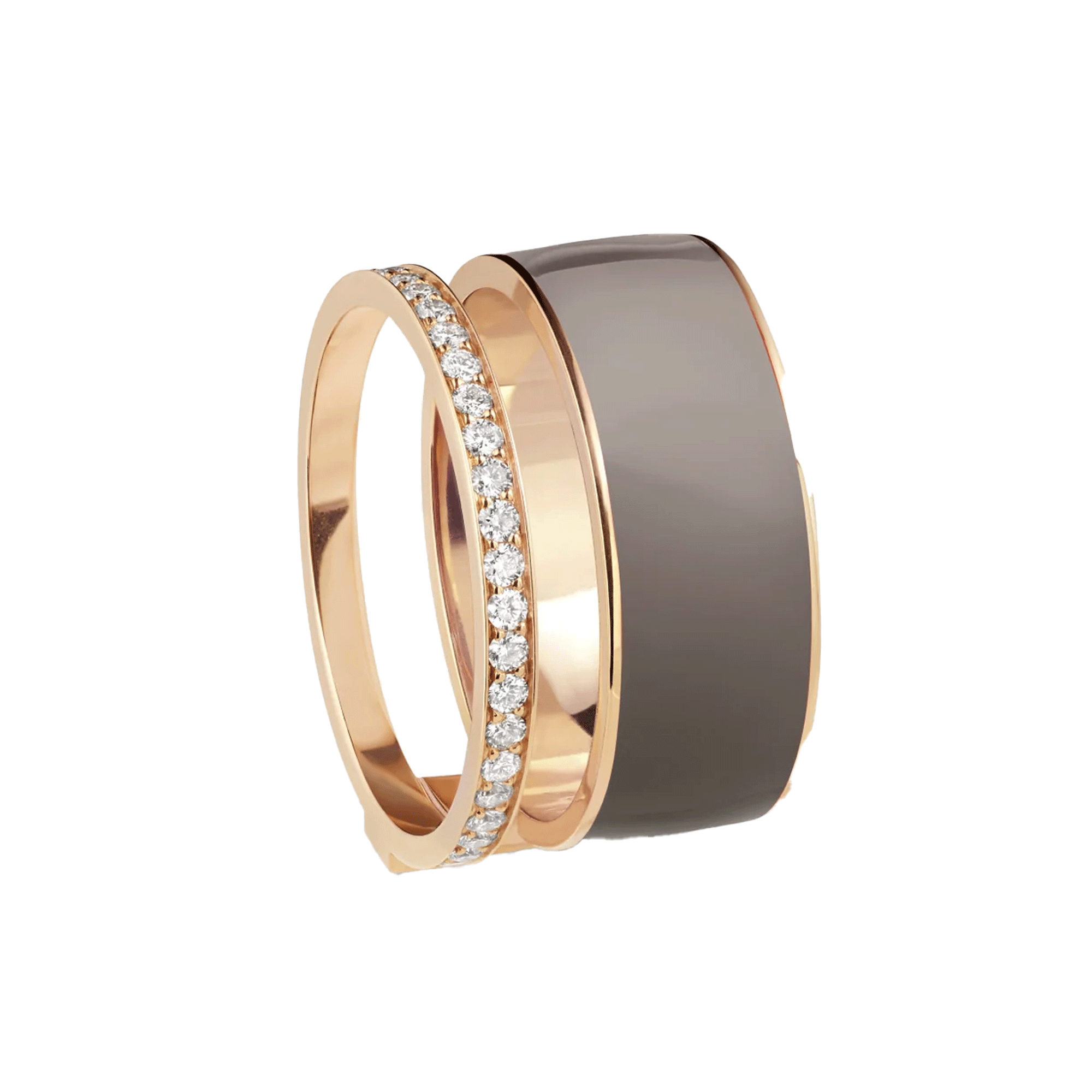 Repossi Berbere Chromatic Taupe lacquer ring in rose gold and diamonds