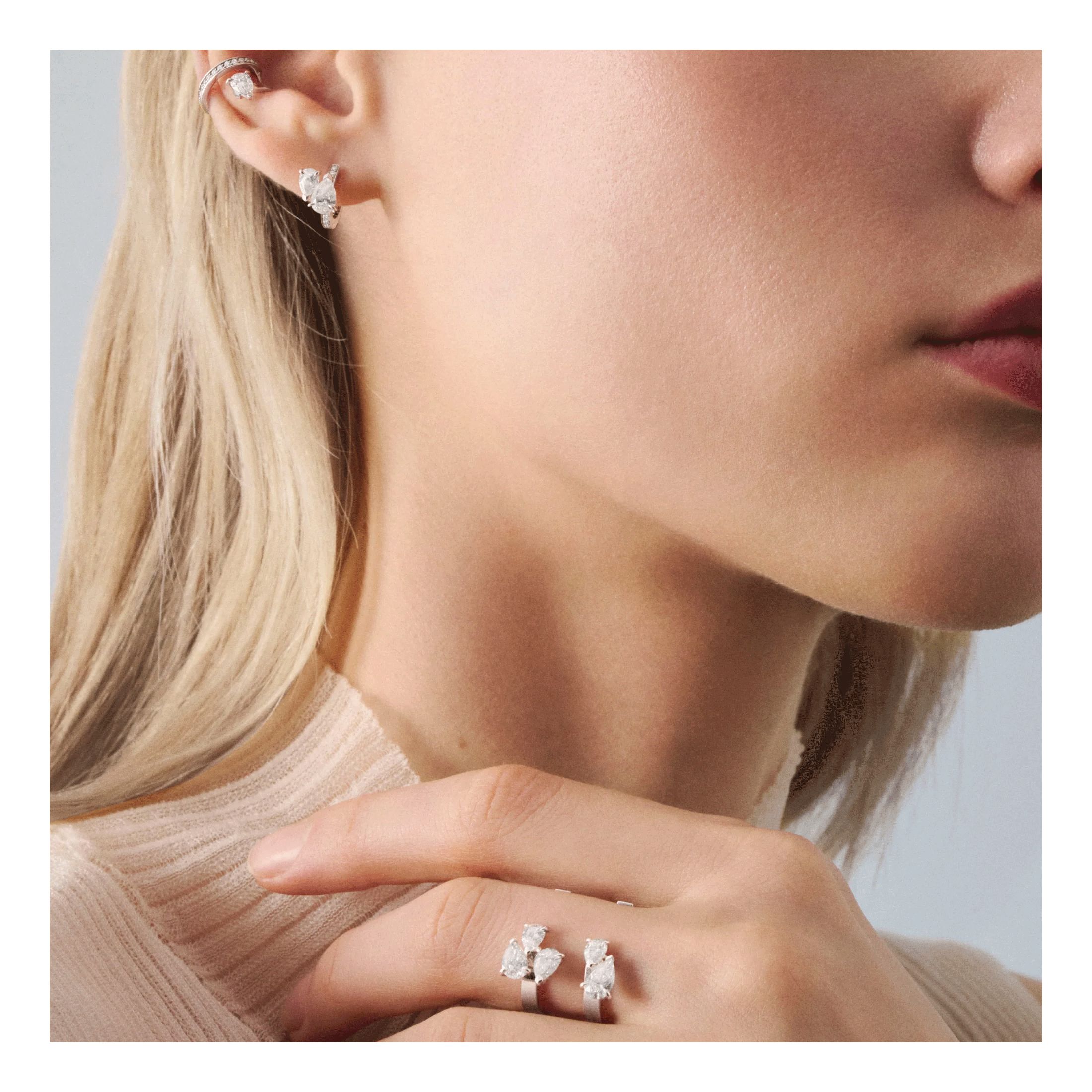 Boucles D'oreilles Clip Argentées Avec Diamants - Pour Peaux Sensibles, Sans Perçage, Réglables Et Confortables
